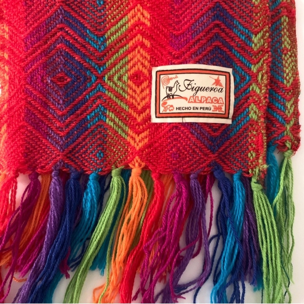 Vibrant Multicolor Fringe Alpaca Scarf - Picture 3 of 10